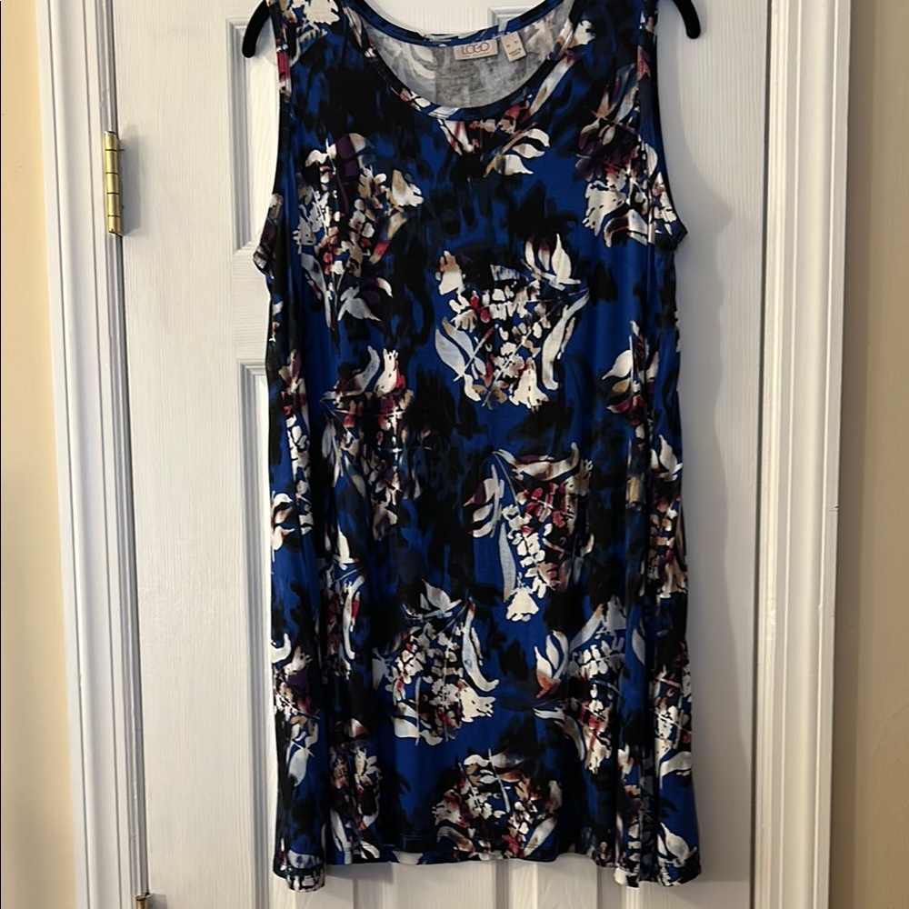 LOGO Vibrant Blue Floral Sleeveless Top Size XL